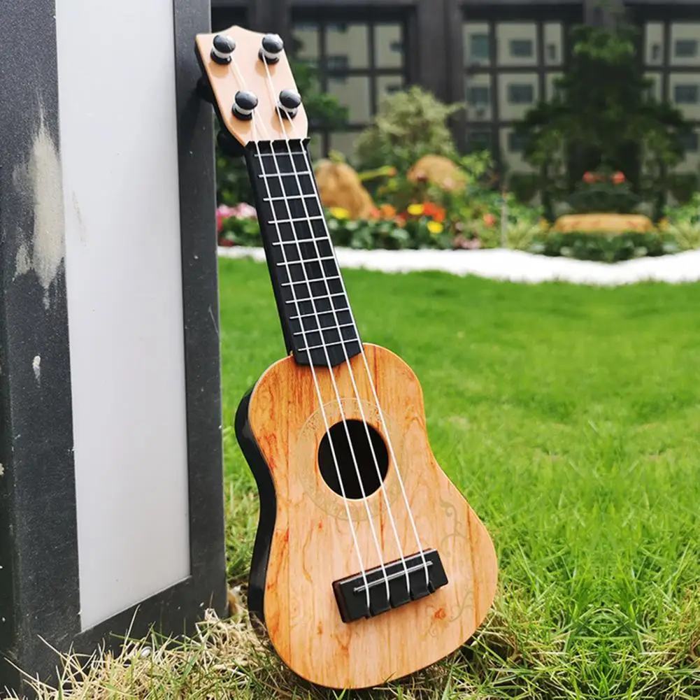 Ukulele Set Mini 4 Strings Classical Ukulele Guitar Toy Simulation Kids Children Beginner Music Enlightenment Small Guitar for Entertainment