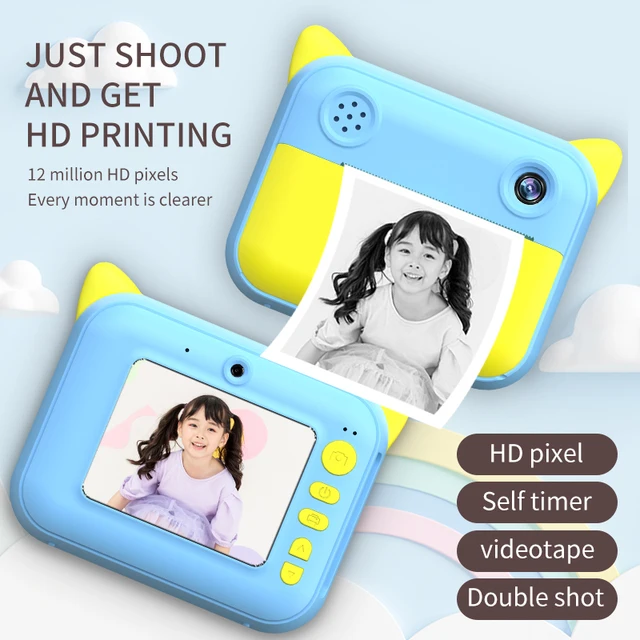 Camara digital y de papel Cámara de impresión instantánea para niños, cámara Digital HD de 1080P con papel fotográfico, cámara de juguete para regalo de cumpleaños - Imagen 4