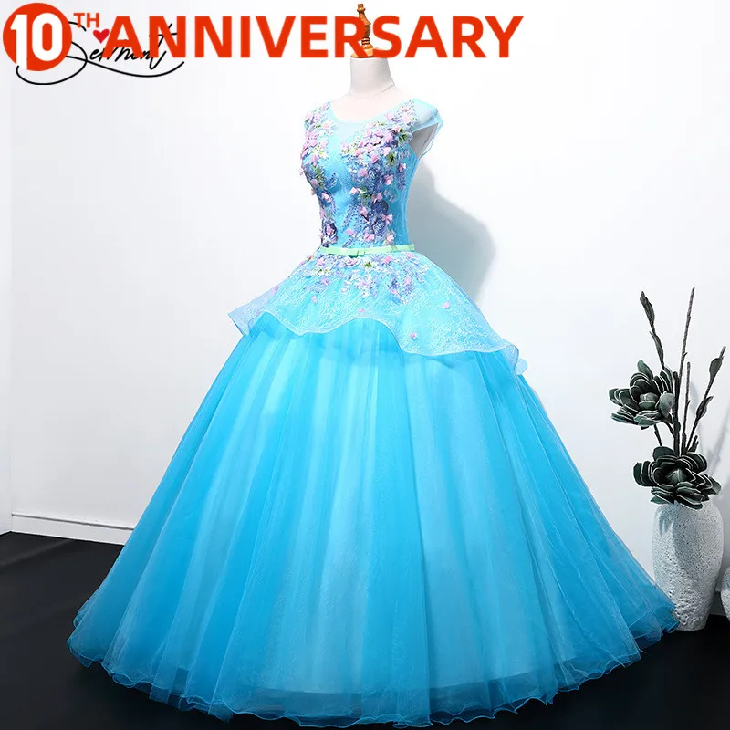 

OllyMurs Color Prom Dress Opera Performance New Spring and Summer 6 Layer 3D Flower Fluffy Thin Shoulder Dress Free Shipping