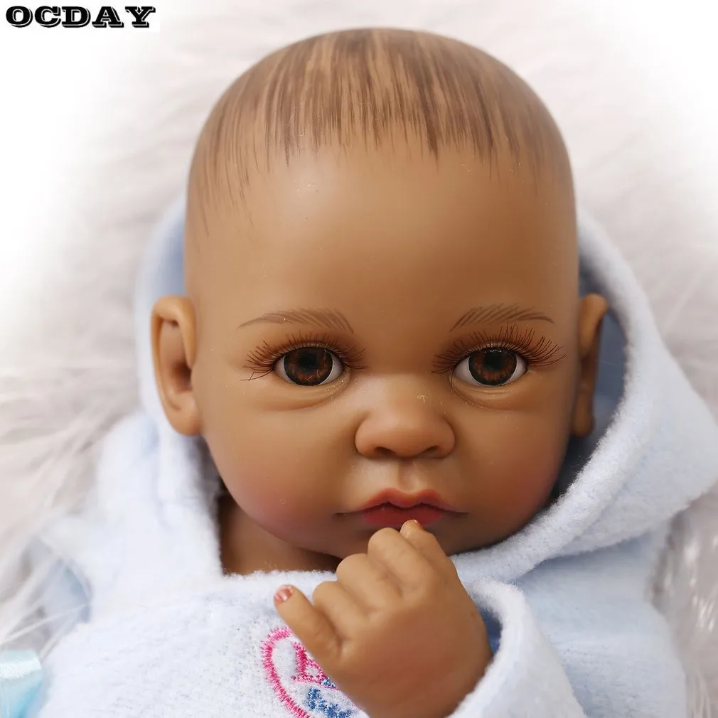 10 дюймов Reborn Baby Doll игрушки черный реалистичный ребенок мальчики девочки Купание кукла полное тело Мягкий силикон лучший подарок на день рождения для детей