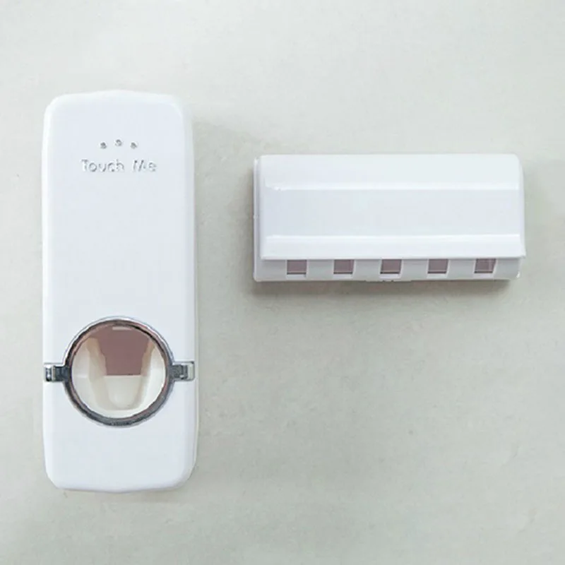 1 комплект креативный ABS Автоматический комплект для зубной пасты удобный практический настенный держатель для зубной щетки аксессуары для ванной комнаты - Цвет: Белый