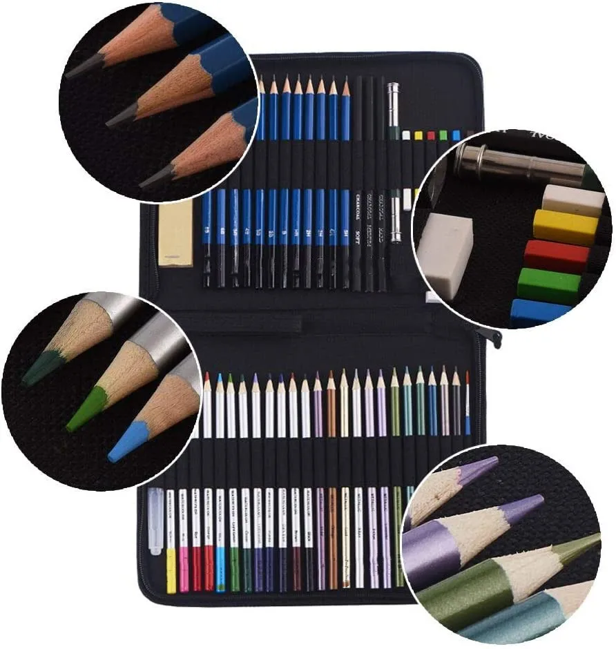 51PCS Matite Colorate Set, Matite Da Disegno e Schizzi Kit, Completo di  Artista Kit, Matite di Grafite, solubile in acqua di Colore di Disegno -  AliExpress