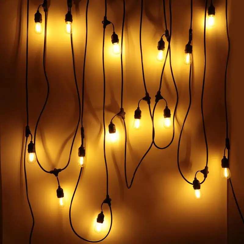 

110V 48FT 15 LED Bulbs Outdoor Lightings Strings for Wedding Garden Wall Christmas Lights Decor Wedding Fairy Lights Outdoor