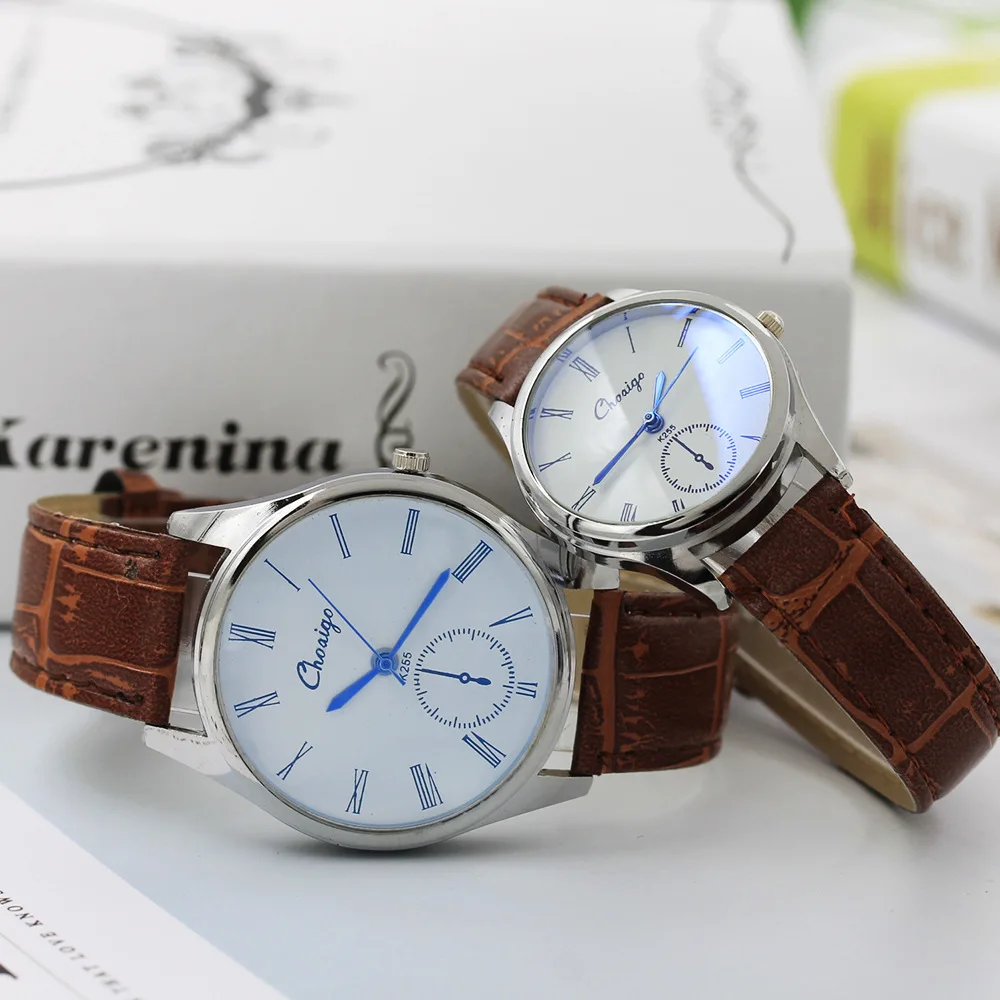 

New Style Fashion COUPLE'S Watch Blueray Monocular Couples Belt Watch Men Hot Selling Quartz Watch