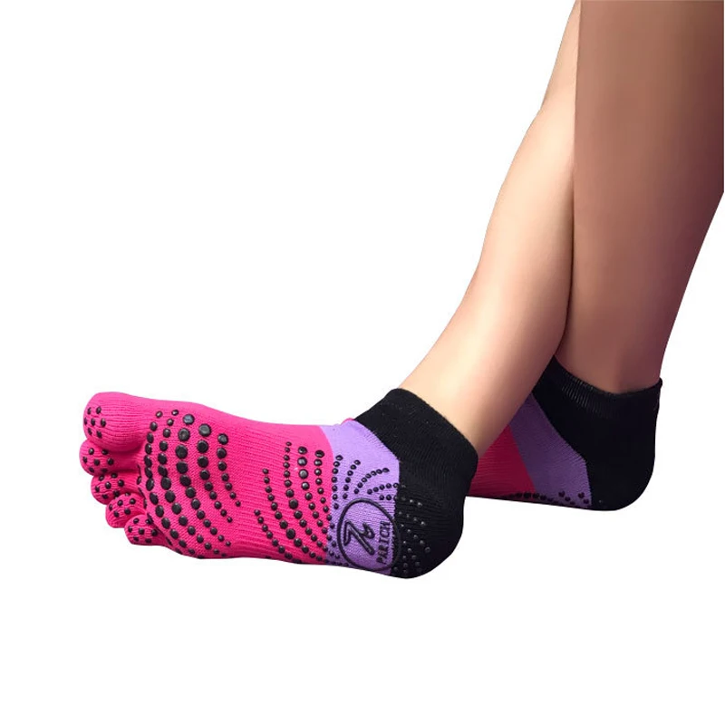 Женские носки для йоги противоскользящие с пятью пальцами пилатеса спортивные