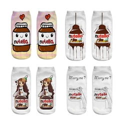 New 3D Print Funny Cute Cartoon Foods Nutella Unisex Short Socks Creative Colorful Multiple Low Ankle Socks For Women