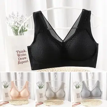 

Breathable Plus Size Running Bra Seamless Underwear Thik Vest Lace Bra 5D Summer Gathered Contour Bra Sports Wireless Femal V5N6