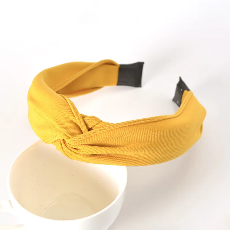 Korean-style INS Online Celebrity Face Wash Large Rims Knot Cross Hair Bands Fabric Solid Color Versatile Headdress Headband Wom