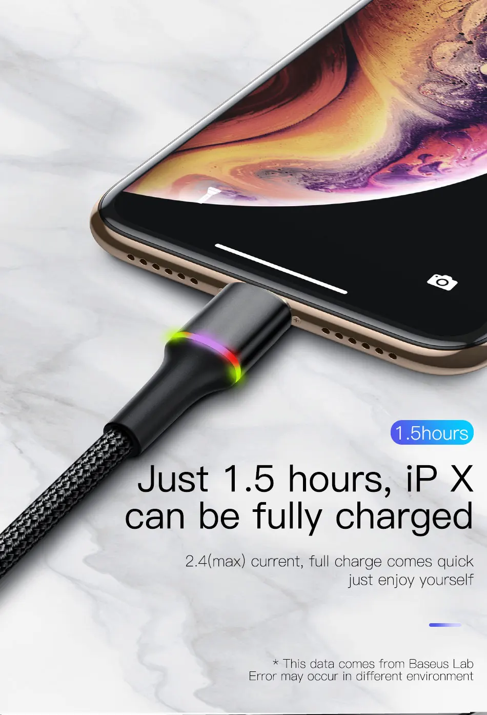 Baseus USB кабель для iPhone освещение Быстрая зарядка для iPhone Xs Max Xr X 8 7 6 6S 5 S iPad провод шнур зарядное устройство для мобильного телефона