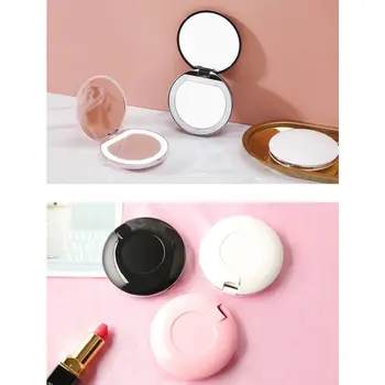 

Creative LED Lighted Mini Round Makeup Mirror 3X Magnifying Compact Travel Portable USB Rechargeable Dimmable Cosmetic Tool