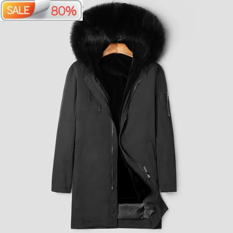 

AYUSNUE Winter Jacket Parka Real Coat Men 100% Wool Liner Coats Raccoon Fur Collar Parkas Hombre LSY0AA09A B22441