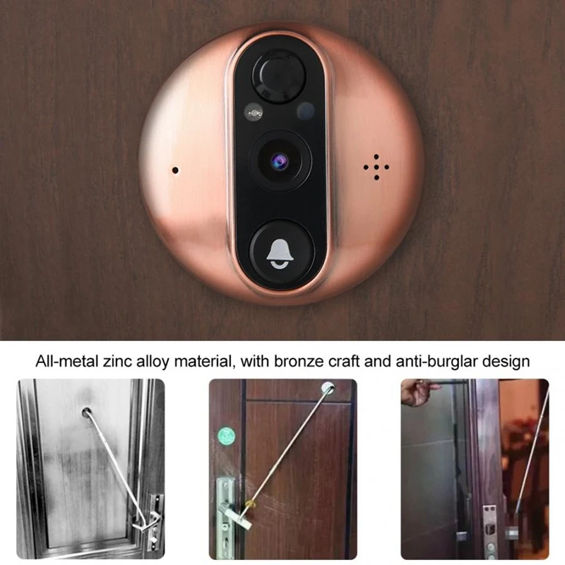 4.3 Inch Monitor Video Peephole WiFi Doorbell Camera PIR Motion Detection Wireless Intercom APP Control
