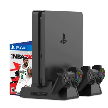 

PS4 Accessories PS4/PS4 Slim/PS4 Pro Vertical Console Cooling Fan PS4 Controller Charger Game Disk Storage Stand Tower