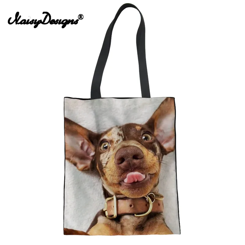 Noisydesigns Dachshund Canvas Shopping Messenger Bag For Women Ladies Reusable Designer Beach Handbags Student Book Cloth Pack | Багаж и