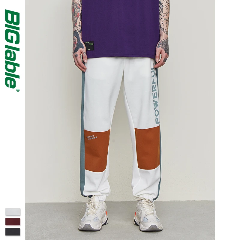 BIG LABLE 2019 Autumn Winter Hip Hop Streetwear Sweatpants Men Elastic Waist Sweatpants Loose Fit Men Sweat Jogger Pants 9359S