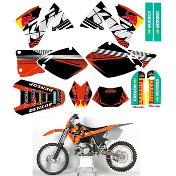 

For KTM EXC 125 200 250 300 380 400 520 EXC 1998 1999 2000 2001 2002 2003 Customized Graphics Backgrounds Stickers Kit Decal