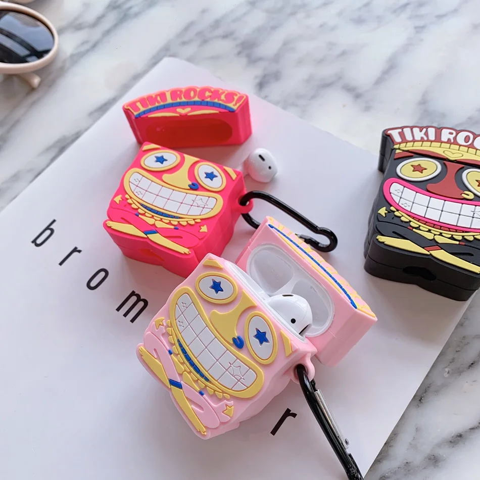 Earphone Case For Airpods Case Cute Clown Cartoon Pink Panther Cover For Apple Air pods 2 Accessories For Earpods Ring Strap