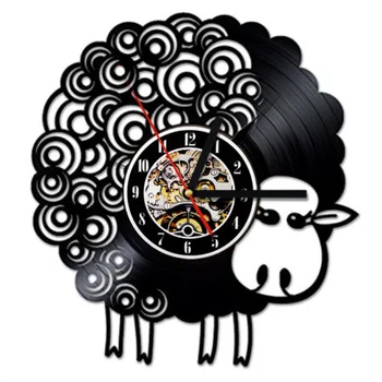 

Little Sheep Animal Record Clock Vinyl Wall Clock Vintage Family Children's House Decoration Clock Children's Day Gift