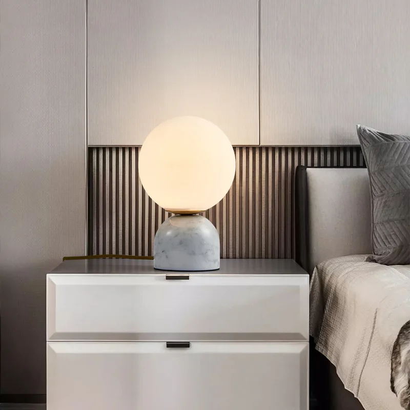 

Modern Luxury Table Lamps Design White Marble Desk Light Home LED Decorative For Foyer Living Room Office Bedroom Bedside