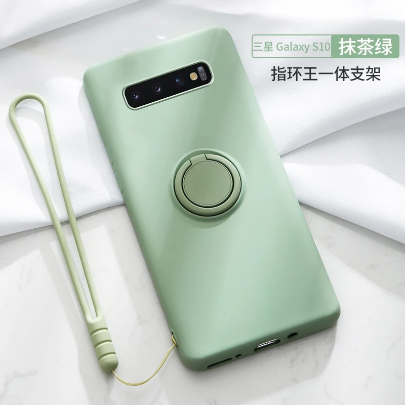 Green Магнитный автомобильный держатель для samsung Galaxy S10 S10+ ремешок кольцо чехол для телефона чехол для samsung S10E5G тонкий карамельный защитный чехол - Цвет: Green