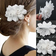 1 pieza pinza de pelo de flores de cristal Barrette accesorios para el cabello blanco para boda pinza de pelo para mujer herramienta de estilismo para el cabello abrazadera