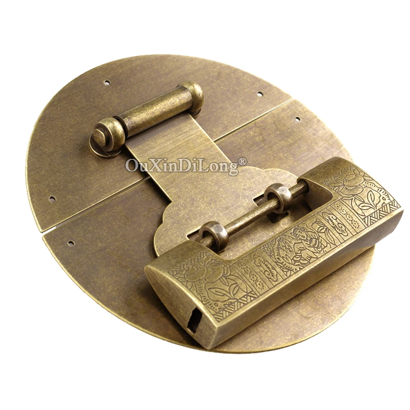 Retro 5PCS European Antique Brass Lock Hasps Buckle Jewelry Chest