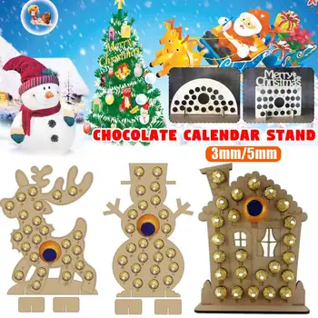 

Handmade Wooden Christmas Advent Calendar Hollow Out Countdown Christmas Tree Elk Chocolate Stand Holder Home Decor
