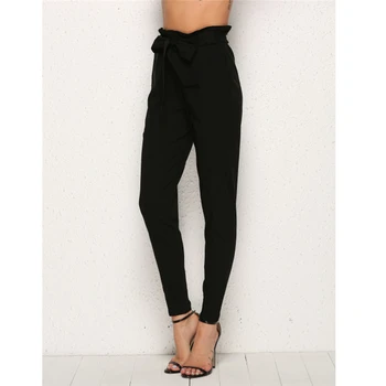 

Fashion Elegant Women Pencil Pants Bow Tie High Waist Streetwear Female Pant Casual Solid Office Ladies Trousers Work Wear 2019