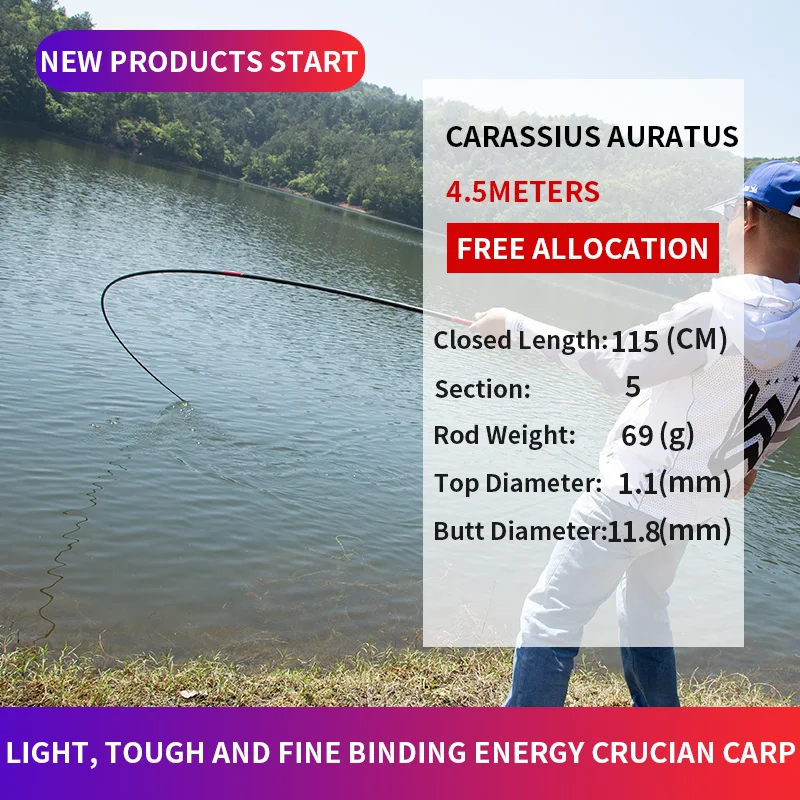 JIADIAONI Fishing Rod Telescopic Fishing Rod High Quality Carbon Fiber Casting Rod Ultra Light For Fishing Rod Red 2.7m-5.4m - Цвет: 4.5