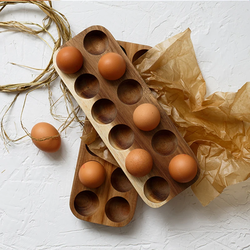 Japanese Style Wooden Double Row Egg Storage Box Home Organizer Rack Eggs Refrigerator Holder Kitchen Fresh Keeping Accessories kitchen storage box rice storage box egg storage box food storage container food storage box egg storage container storage box