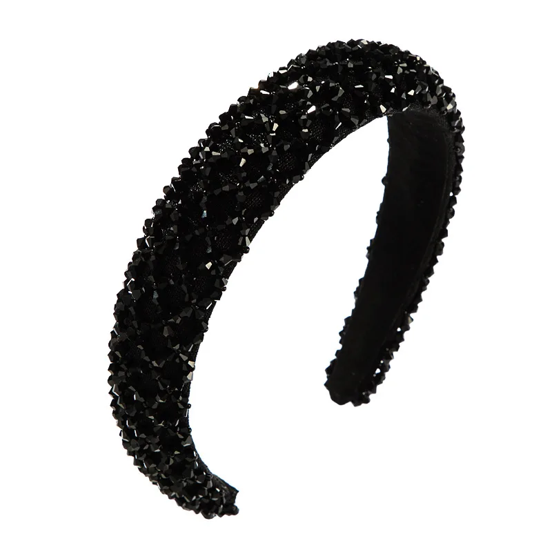 Корейская мода черная Хрустальная лента для волос головная повязка для женщин девочек аксессуары для волос высокое качество ободок для волос ювелирные изделия - Цвет: Black