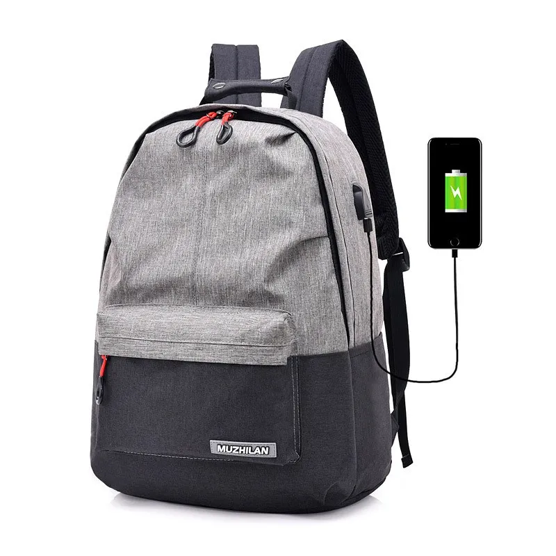 Litthing рюкзаки для мужчин рюкзак для школы рюкзак женский колледж холст рюкзак usb зарядное устройство Зарядка Школьный Рюкзак Для Ноутбука - Цвет: gray