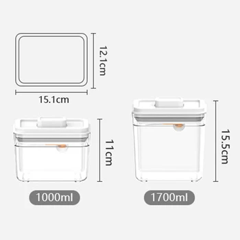 

Food Storage Container Square Kitchen Storage Box Multigrain Storage Jar Transparent Sealed Cans Easy to Buckle