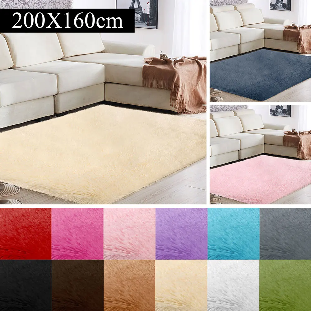 

Fluffy Rugs Area Rug Carpet Floor Shaggy Bright Anti-Skid Polyester Fiber Multicolored 160x200cm Bedroom Mat Dining Room Sofa