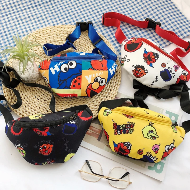 

Women Messenger Bag Fashion Sport Waist Cartoon Printed Nylon Bag Shoulder Chest Bag Ladies Mini Handbag Purses Mobile Phone Bag