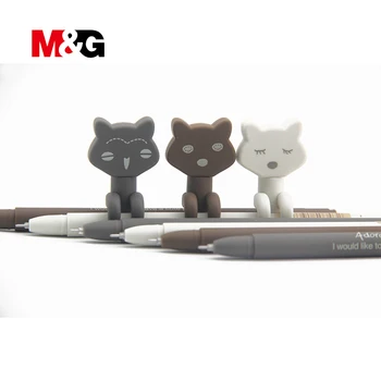 

M&G 3Pcs Kawaii cat gel pens for school student Cartoon stationery office gel pens for writing Simple gift ballpoint pen for kid