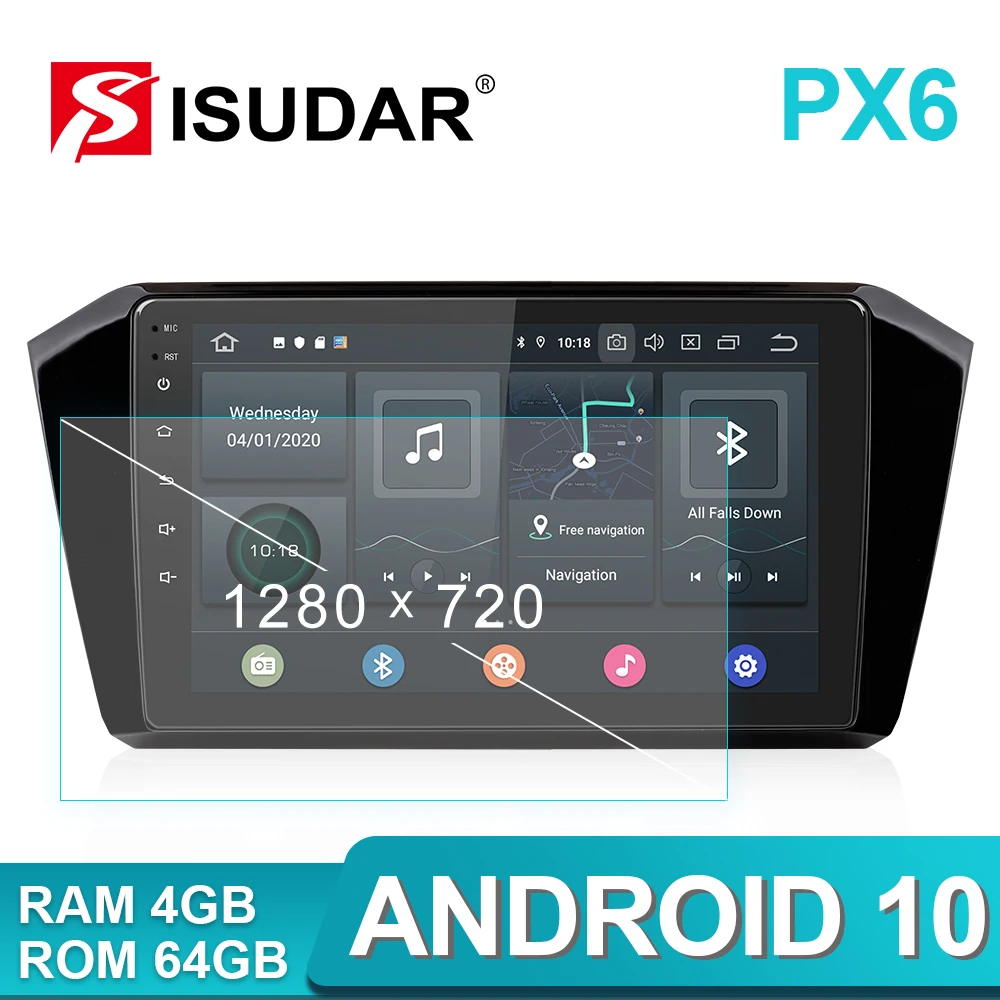 

ISUDAR Car Multimedia Player 1 Din Android 10 Car Radio For VW/Volkswagen/Passat b8 Magotan 2015 2016- GPS CANBUS Stereo System