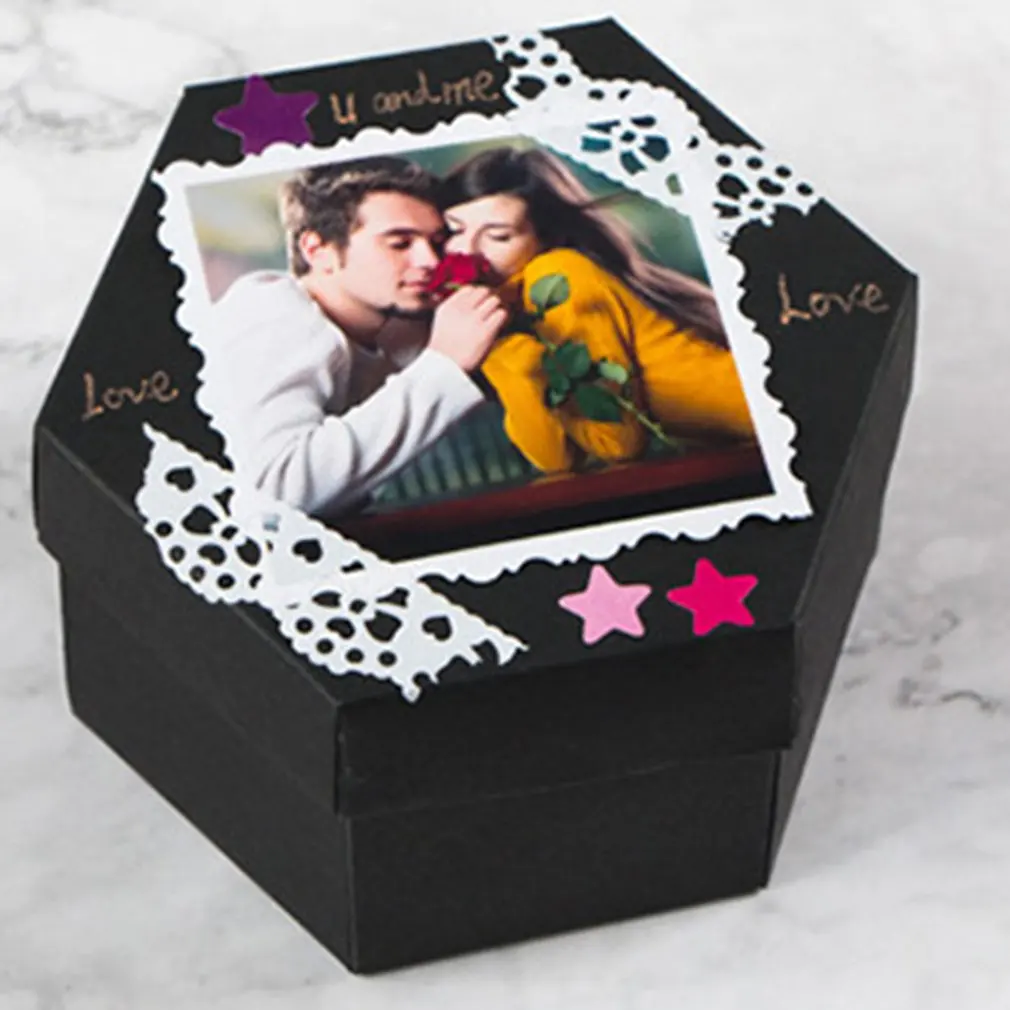 Шестигранный взрыв Подарочная коробка фотоальбом любовь памяти многослойный сюрприз Diy Фотоальбом, такой как день рождения Юбилей подарки