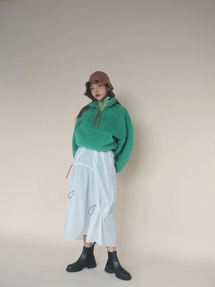 WHITNEY WANG осень зима модная уличная одежда корейский стиль однотонный флисовый свитер женские толстовки Толстый Пуловер Свободный