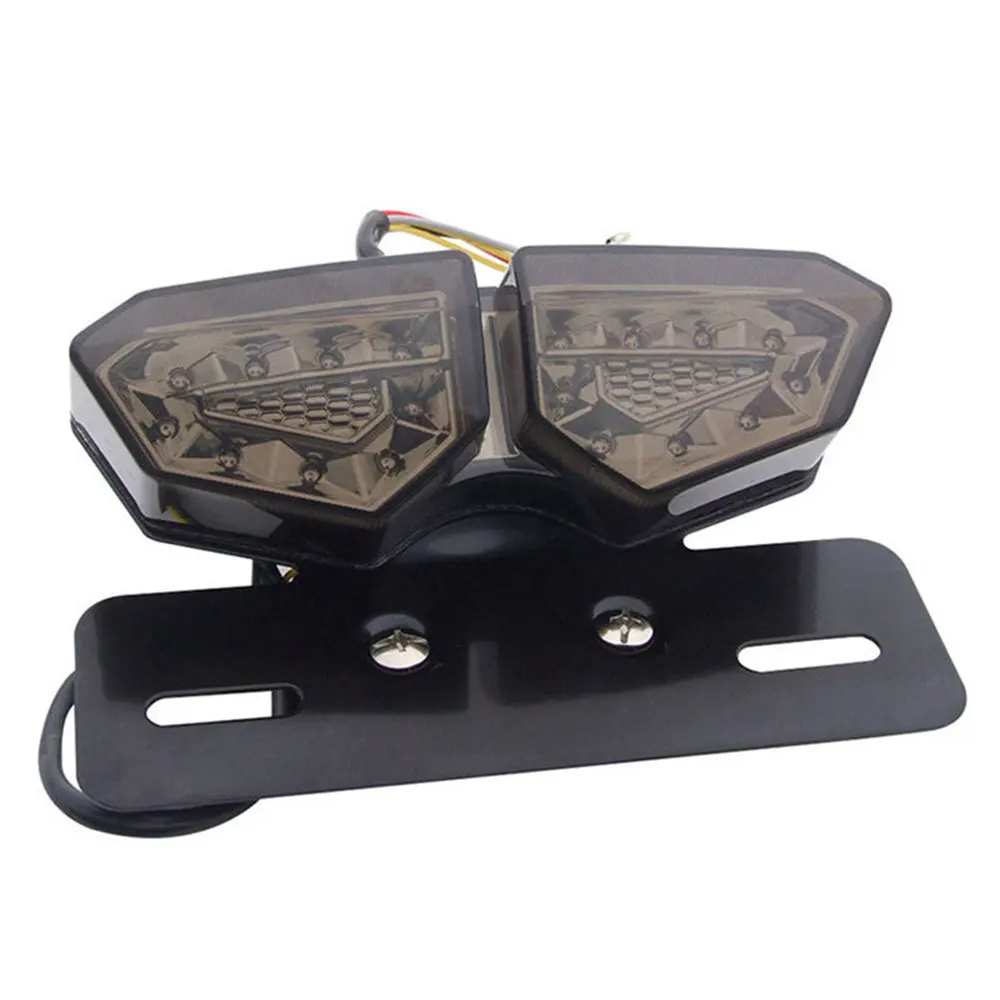 

Motorcycle Taillight 12V LED Turn Signal Rear Brake Lights Motocross License Plate Light Flasher for Custom Motorbike