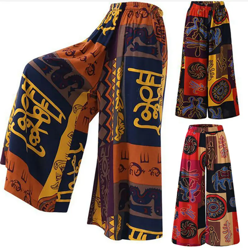 Women's Harem Pants Baggy  Boho Wide Leg Hippy Trousers Bottom Activewear 1