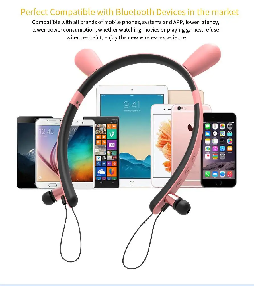 MeterMall Bluetooth гарнитура милые наушники металлическая гарнитура