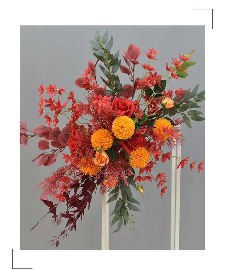 JAROWN Wedding Artificial Rose Flower Row Small Corner Flowers Silk Fake Flowers DIY Party Decoration Home Garland Decor Flores (24)