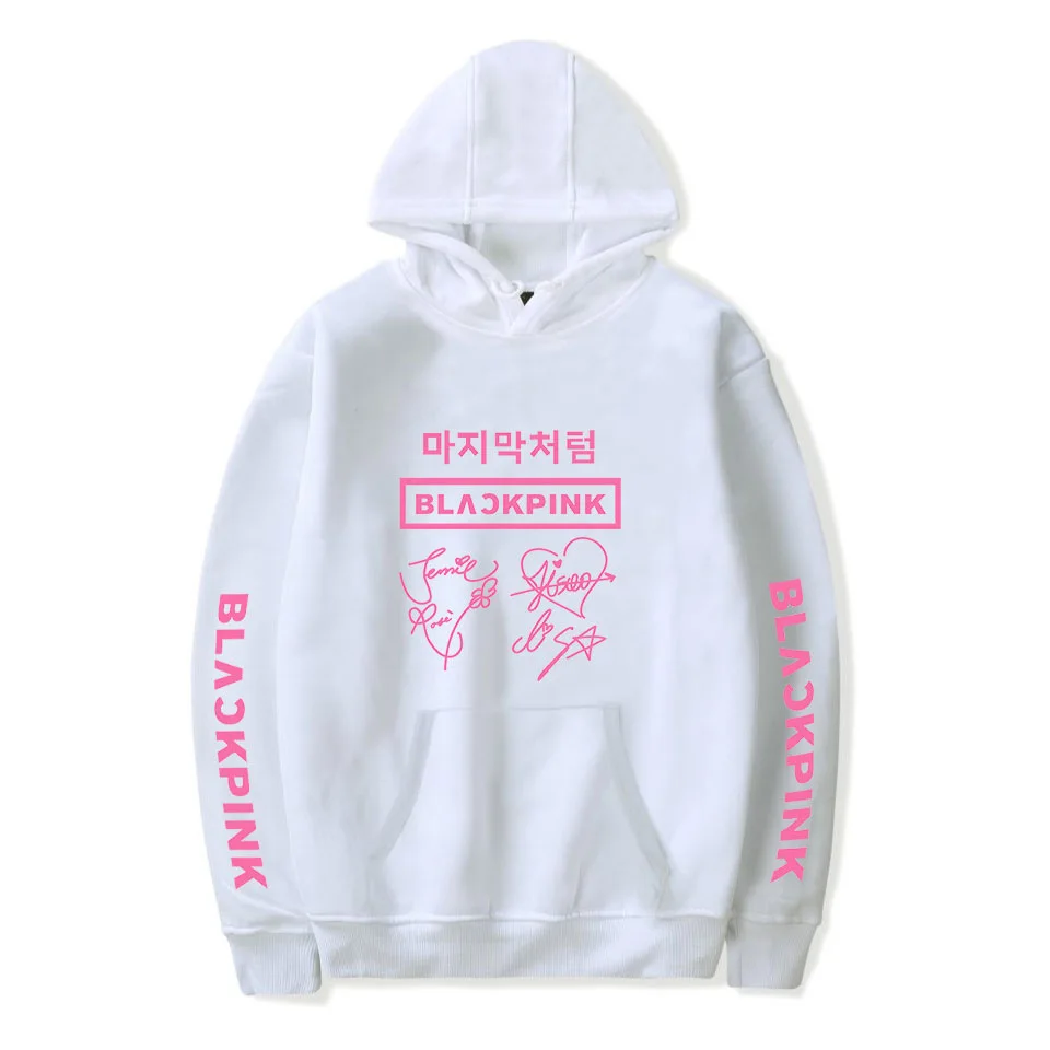Женские повседневные толстовки KPOP Blackpink толстовки с длинным рукавом черный розовый Harajuku пуловер Одежда