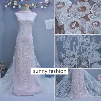 

2019 bead sequins lace fabric accessories for wedding dress material diy