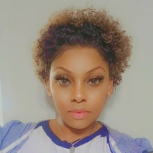 Beeos corto rizado 250% corte Pixie Bob peluca 13*2 Frente de encaje pelucas de cabello humano Remy brasileño cabello humano Pre arrancado con el pelo del bebé