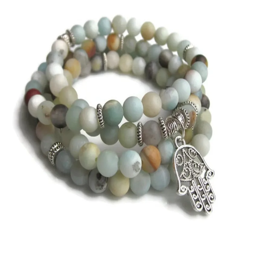 

6MM Amazonite Gemstone Mala Bracelet 108 Beads Meditation Unisex Bless Wrist Pray Handmade Spirituality Lucky Yoga