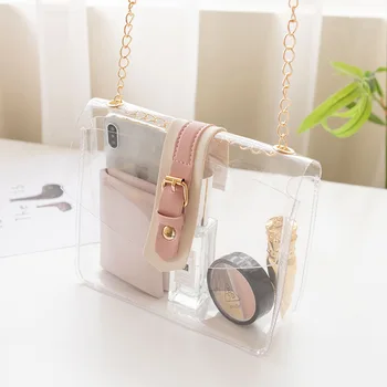 

Women's Bag 2020 Summer Transparent Bag Small Square Bag Shoulder Bag Messenger Bag Ladies Jelly Chain Bag
