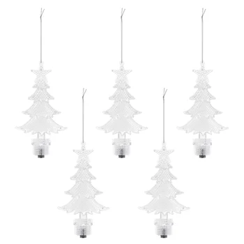 

5pcs Star Christmas Tree Shape LED Hanging Decorations Mini Shiny Pendants