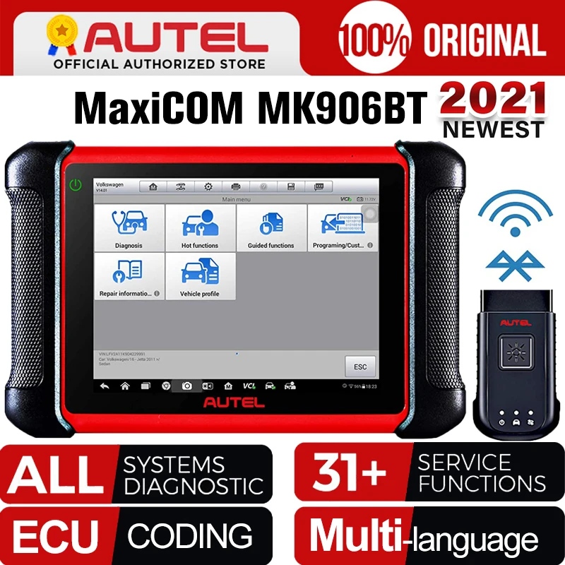 Autel MaxiCOM MK906BT OBD2 Scanner Advanced Diagnostic Tool Bluetooth Scanner Automotivo ECU Coding PK MaxiSys MS906BT MS908